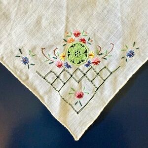 Hand-Embroidered Floral Handkerchief